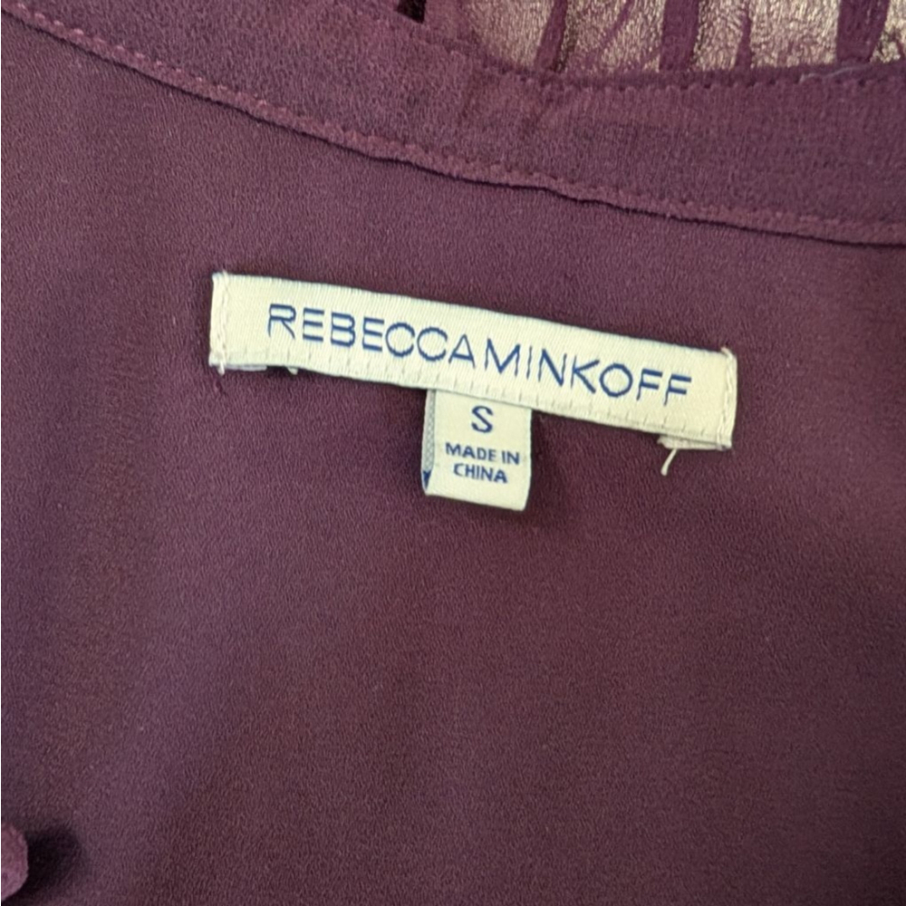 Rebecca Minkoff Ceri Purple Ruffle Neck Puff Sleeve Blouse - Small - Picture 4 of 8